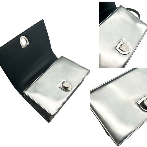 Christian Dior Silver Metallic Micro Cannage Patent Medium Diorama Flap Bag - Picture 9 of 16